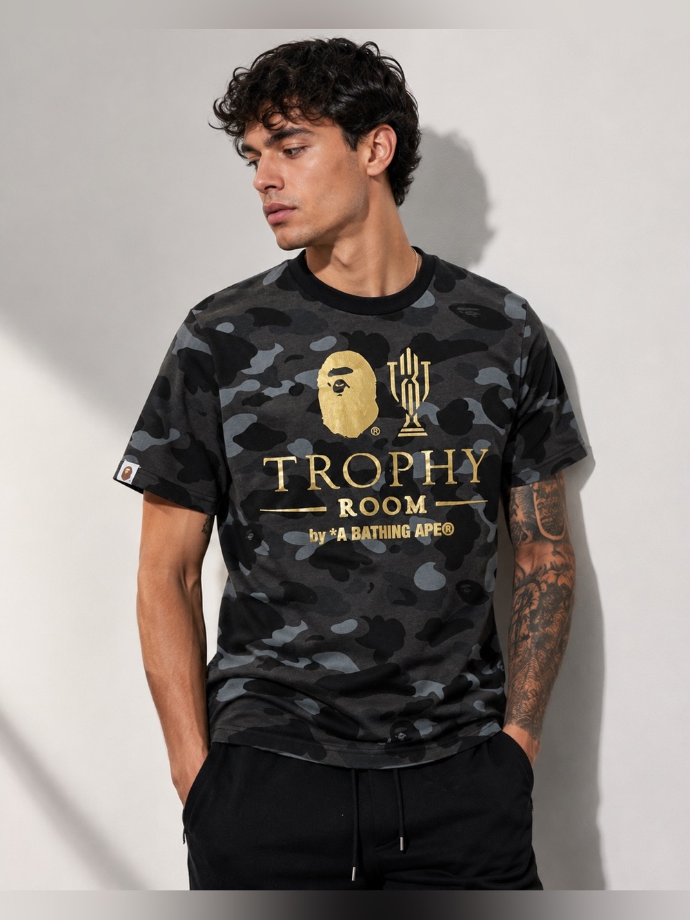 A Bathing Ape BAPE Trophy Room Gold Camo Graphic T-Shirt Men’s Small Streetwear
